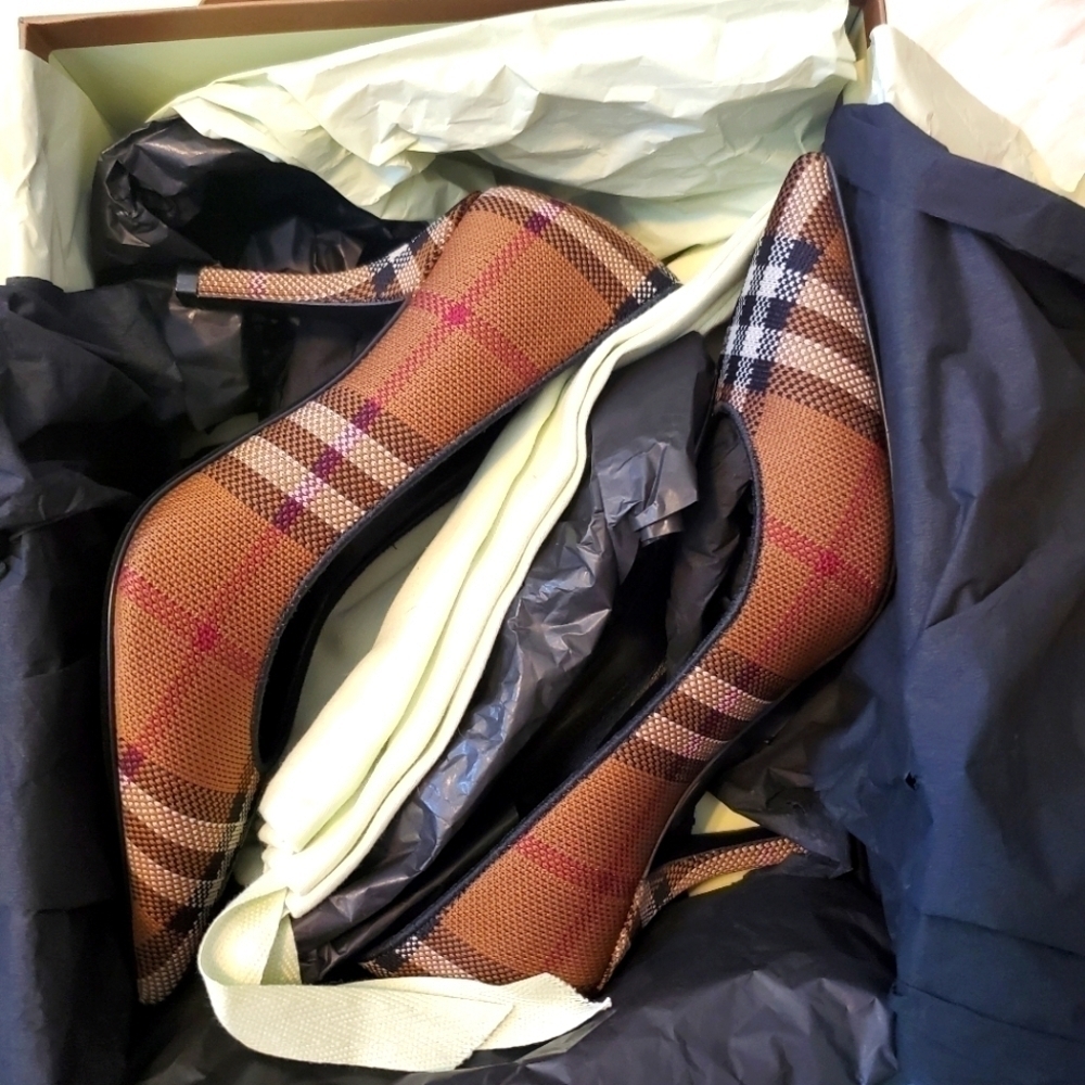 Burberry Ally 85mm Woven Check Pumps sz. 7 - Picture 6 of 13